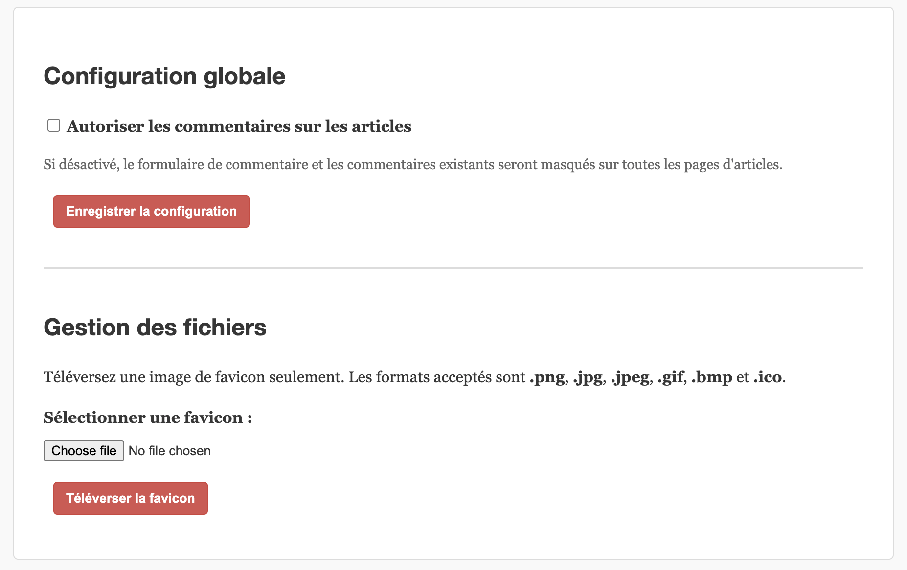 Admin page