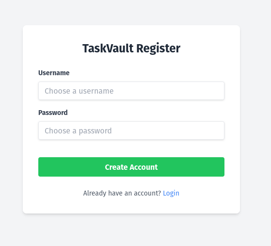 Registration page