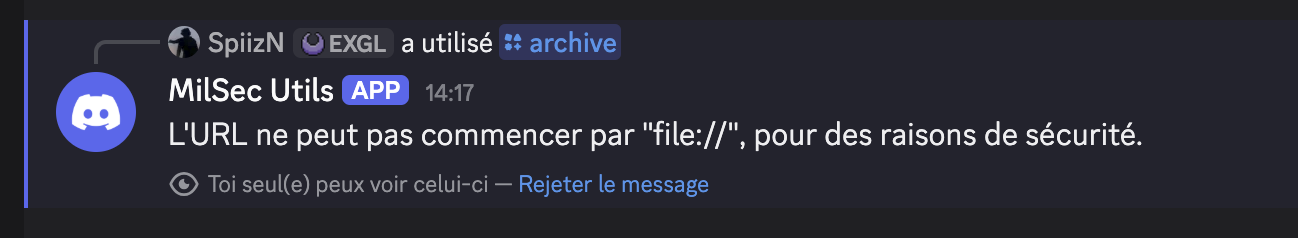 Reject message