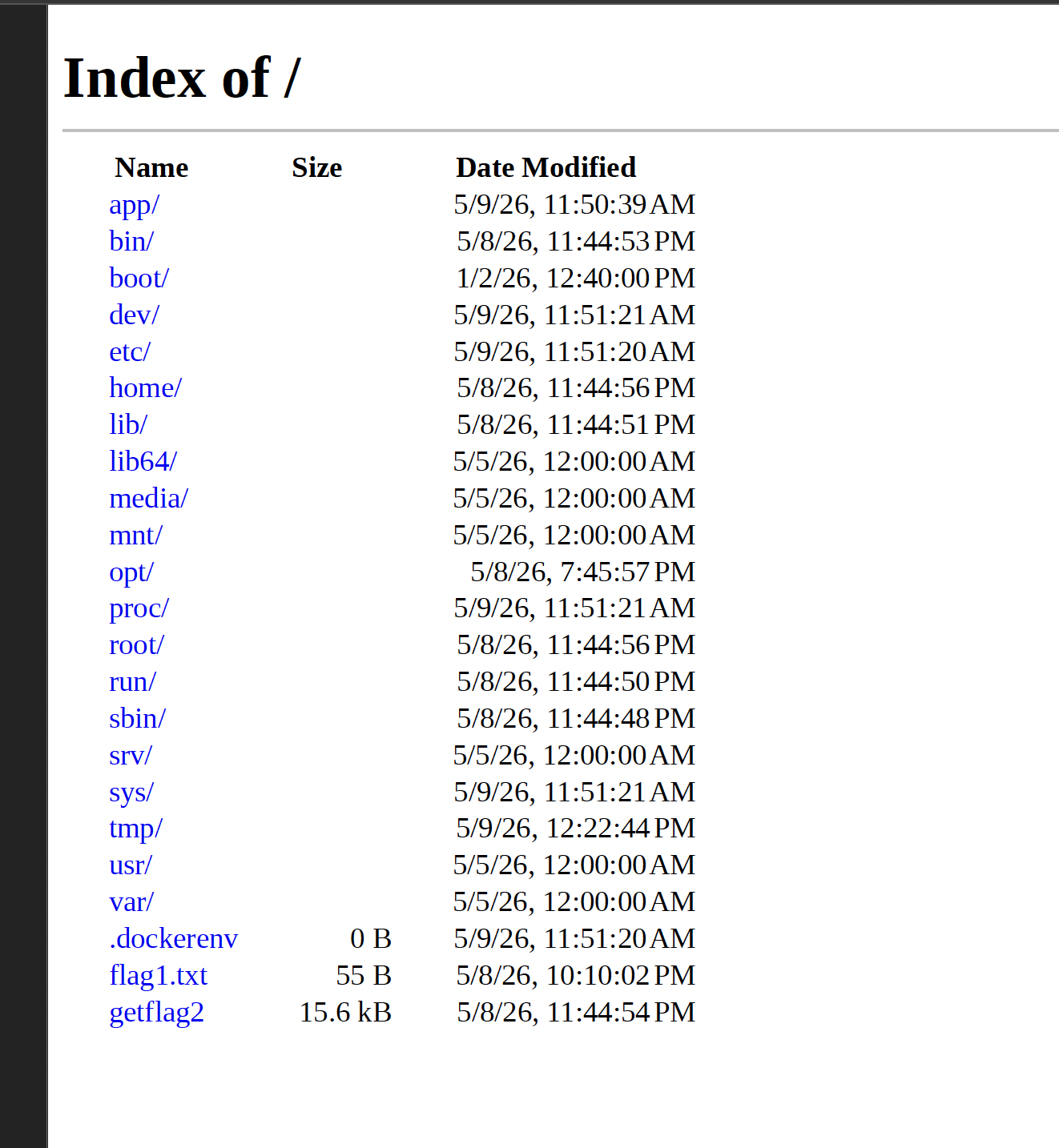 File list of the root