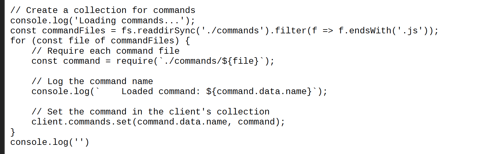 Commands loading
